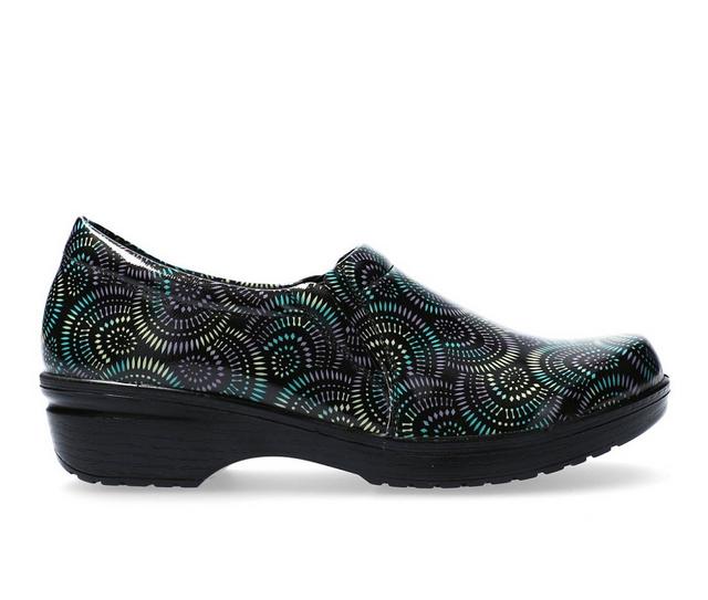 Women's Easy Works by Easy Street Tiffany Iridescent Slip-Resistant Clogs in Aztec color