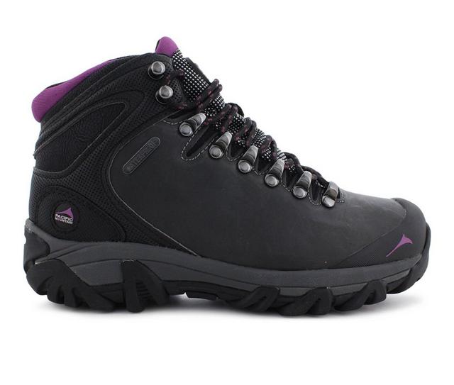 Women's Pacific Mountain Elbert Waterproof Hiking Boots in Asphalt/ Violet color