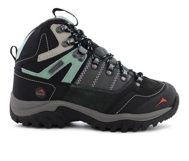 Women's Pacific Mountain Ascend Mid Hiking Boots in Grey/ Mint color