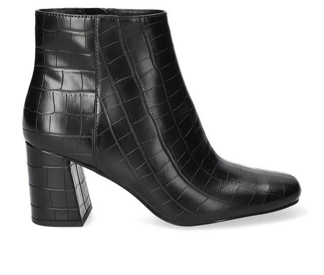 Women's Bella Vita Wilma Heeled Booties in Black Croco color