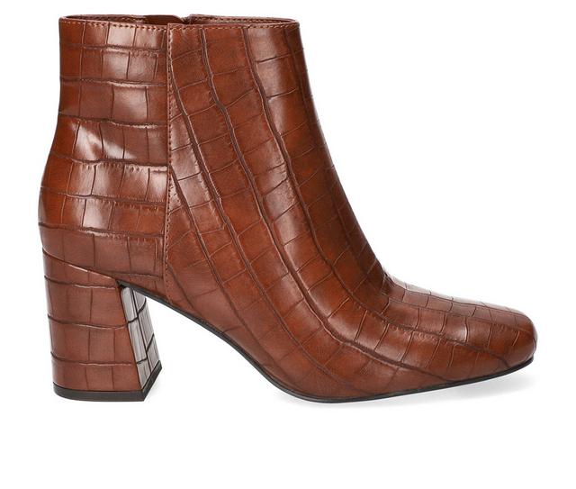 Women's Bella Vita Wilma Heeled Booties in Tan Croco color