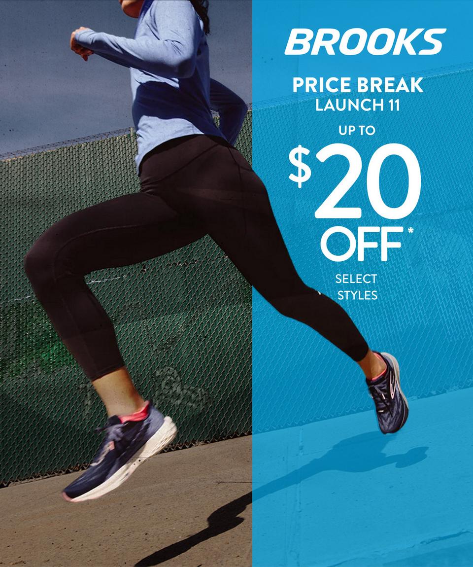 Save up to $20 off select Men's and Women's Brooks running shoes.