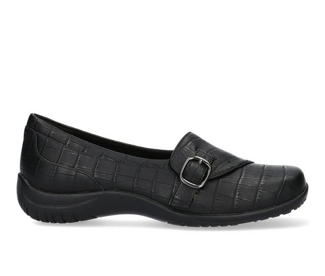 Women's Easy Street Cinnamon Slip-On Shoes in Black Croco color