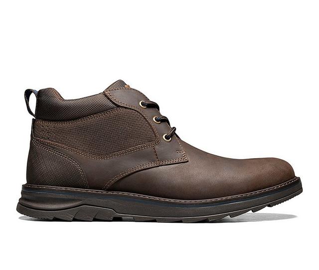 Men's Nunn Bush Luxor Plain Toe Chukka Leather Boots in Brown color