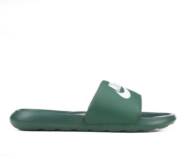 Men's Nike Victori One Sport Slides in Fir/White color