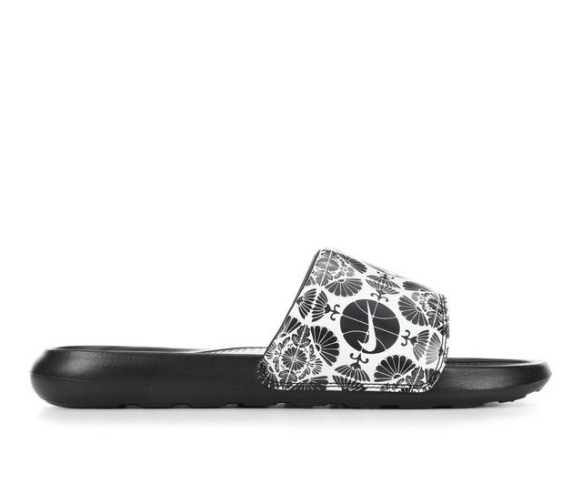 Men's Nike Victori One Print Sport Slides in Sail/Blk/Black color