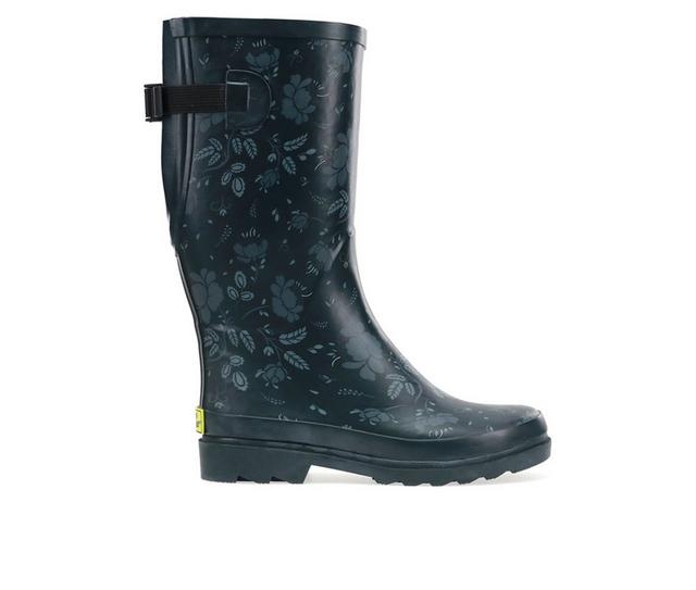 Women's Western Chief Feminine Floral Rain Boots in Slate color