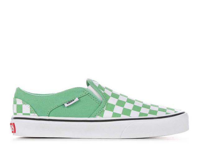 Women's Vans Asher Checker Skate Shoes in Summer Green color