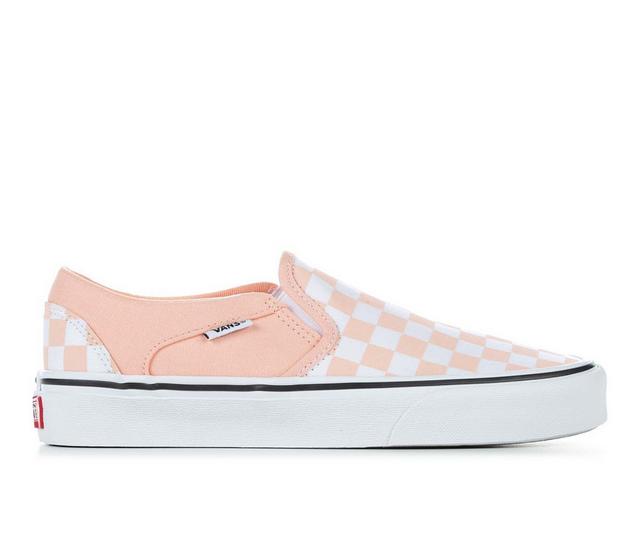 Women's Vans Asher Checker Skate Shoes in Peach color