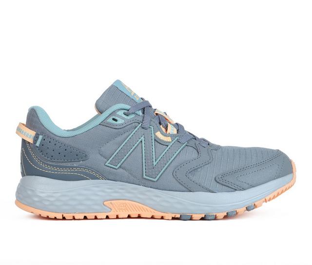 Women's New Balance WT410V7 Trail Running Shoes in Grey/Org/Mint color