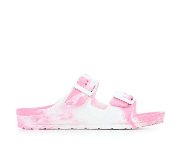 Kids' Birkenstock Little Kid Arizona Essentials Footbed Sandals in Candy Pink/Wht color
