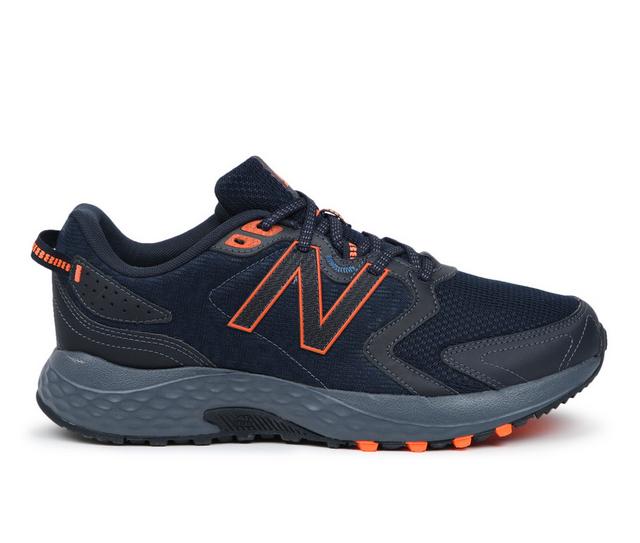 Men's New Balance MT410V7 Trail Running Shoes in Blue/Black/Org color