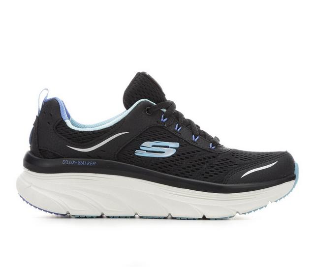 Women's Skechers 149023 D'Lux Walker Infinite Motion Walking Shoes in Black/Lt Blue color