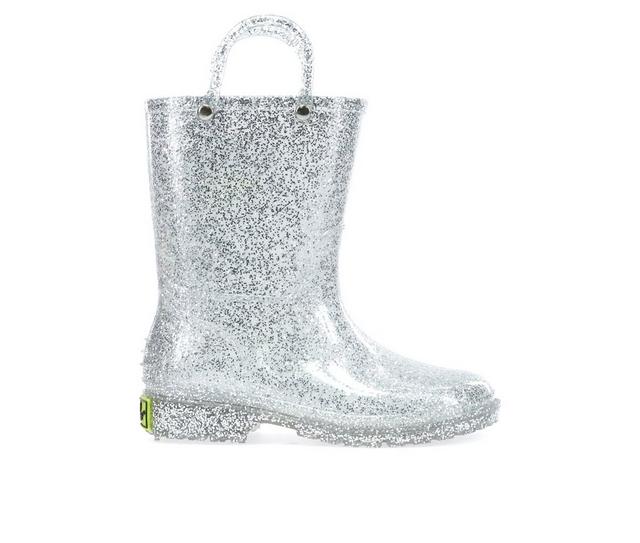 Girls' Western Chief Toddler Glitter Rain Boots in Silver color