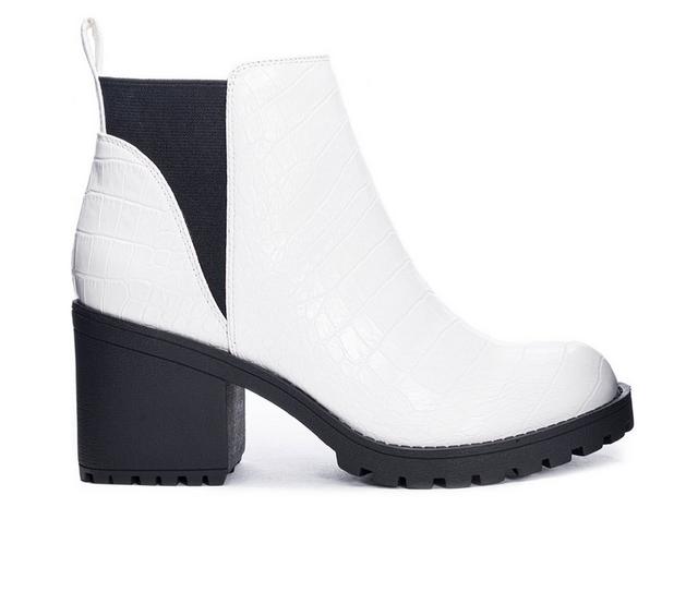 Women's Dirty Laundry Lido Lugged Chelsea Boots in White Croco color