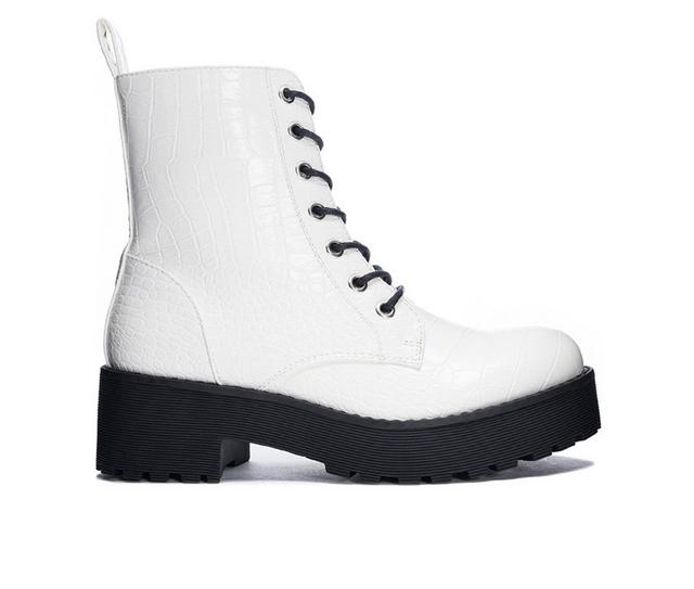 Women's Dirty Laundry Mazzy Platform Combat Boots in White color
