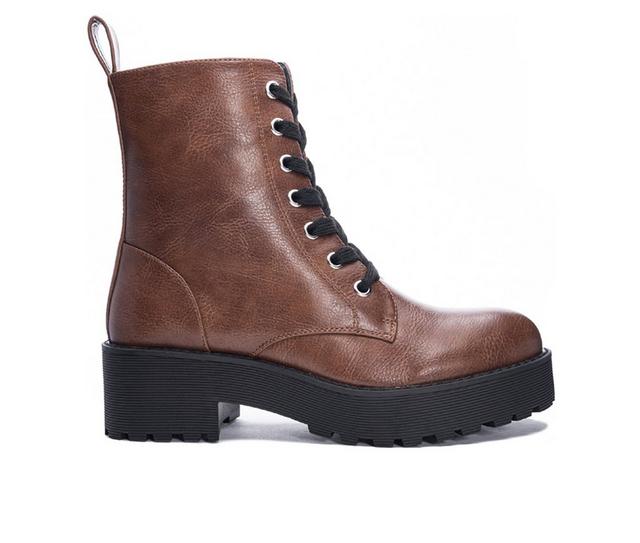 Women's Dirty Laundry Mazzy Platform Combat Boots in Brown color