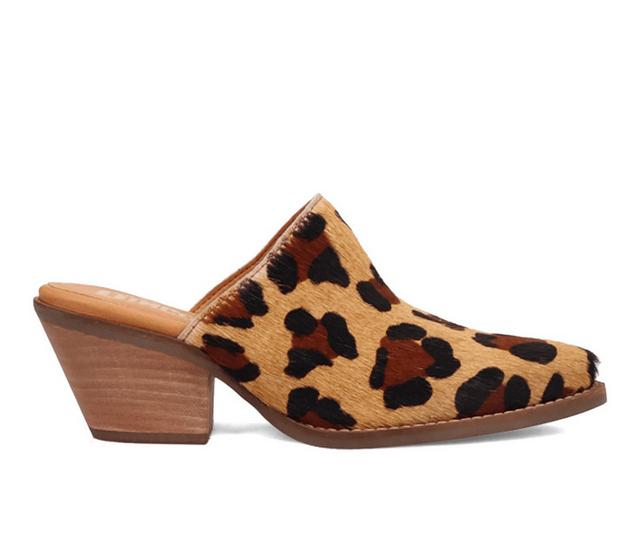 Women's Dingo Boot Calico Heeled Mules in Leopard color