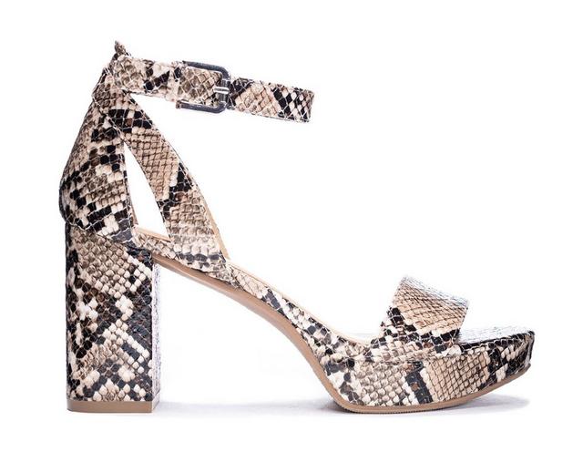 Women's CL By Laundry Go On Platform Dress Sandals in Beige Snake color