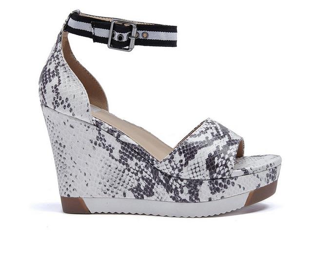 Women's Jane And The Shoe Aira Platform Wedges in White Snake color