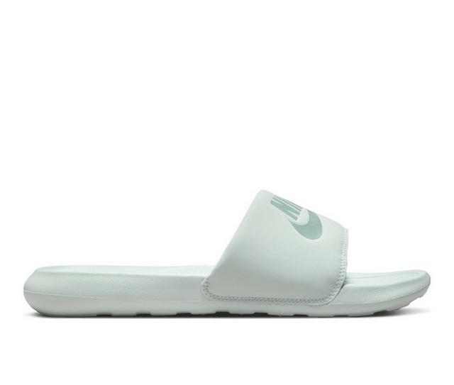 Women's Nike Victori One Sport Slides in Bare/Green color