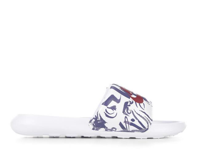 Women's Nike Victori One Sport Slides in White/Red/Blue color