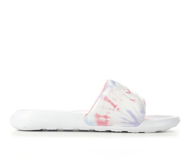 Women's Nike Victori One Print Sport Slides in Wht/Mango/Lime color