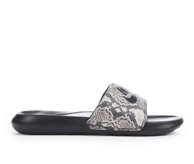 Women's Nike Victori One Print Sport Slides in BLACK/SNAKE-200 color