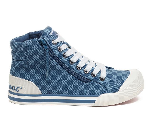 Women's Rocket Dog Jazzin Hi Sneakers in Blue Checkered color