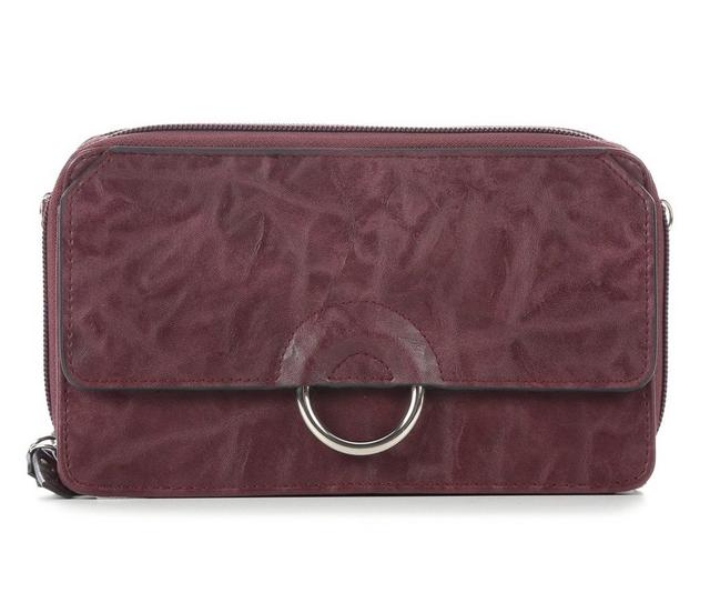 Bueno Of California Ring Flap Wallet On String 10112 Crossbody Bag in Plum color