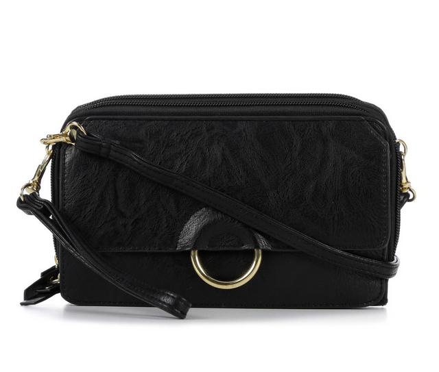 Bueno Of California Ring Flap Wallet On String 10112 Crossbody Bag in Black VGV color