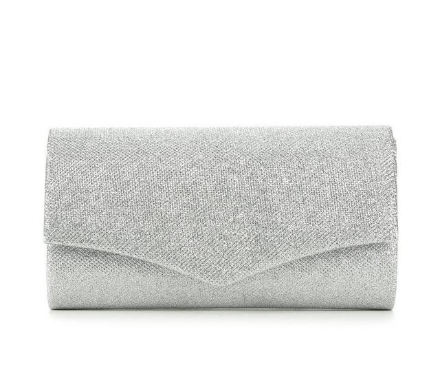 Four Seasons Handbags Glitter Envelope Clutch in Silver color