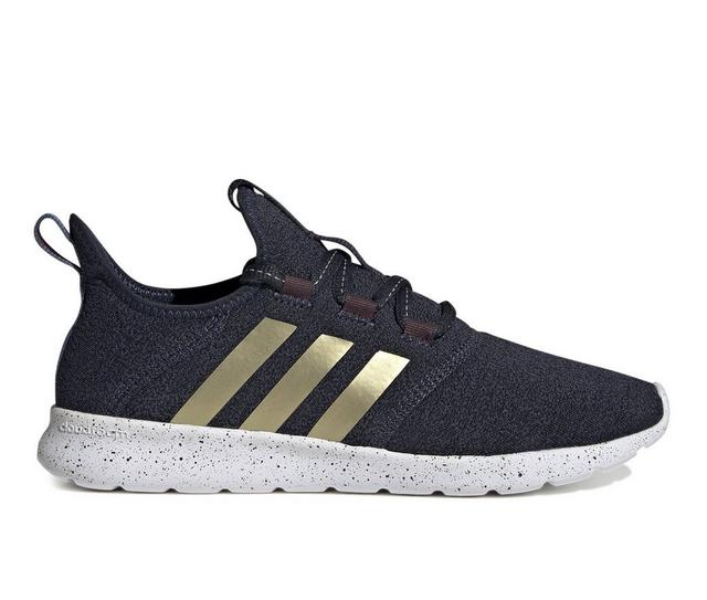 Women's Adidas Cloudfoam Pure 2.0 Sustainable Slip-On Sneakers in Ink/Gold Speck color