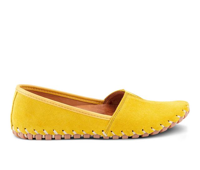 Women's SPRING STEP Kathaleta Flats in Yellow Suede color