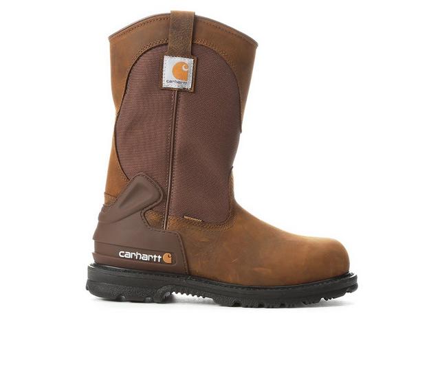 Men's Carhartt CMP1200 Wellington Steel Toe Work Boots in Bison Brown color