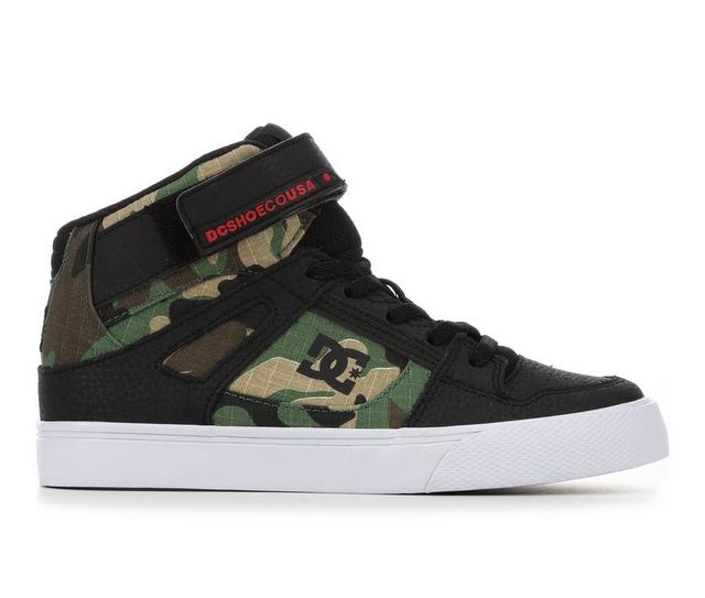 Boys' DC Little Kid & Big Kid Pure EV Camo High-Top Sneakers in Black/Camo color