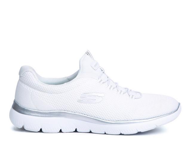 Women's Skechers 149206 Summits Cool Classic Slip-On Sneakers in White/Silver color