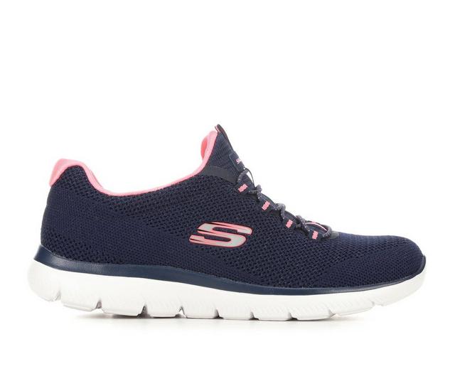 Women's Skechers 149206 Summits Cool Classic Slip-On Sneakers in Navy/Pink color