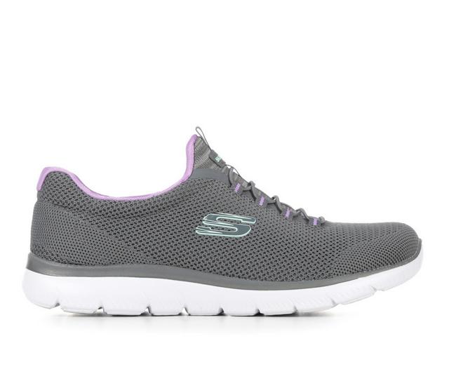 Women's Skechers 149206 Summits Cool Classic Slip-On Sneakers in Charcoal/Lav color