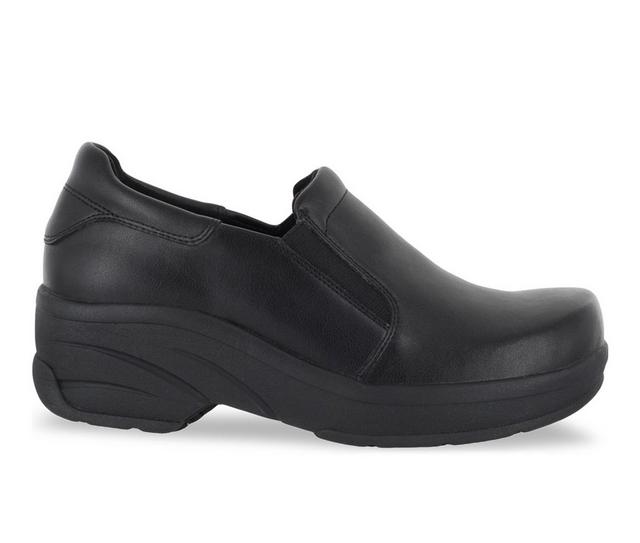 Women's Easy Works by Easy Street Appreciate Black Leather Slip-Resistant Clogs in Black Leather color