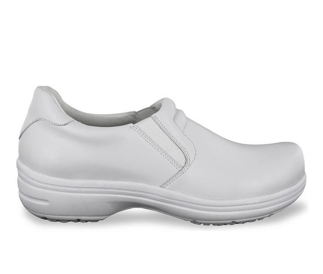 Women's Easy Works by Easy Street Bind Slip-Resistant Clogs in White Leather color