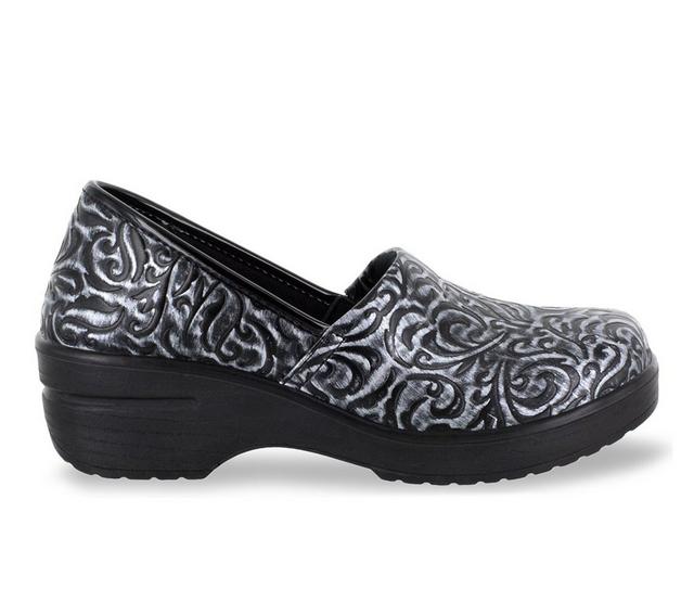 Women's Easy Works by Easy Street Laurie Silver Artisan Slip-Resistant Clogs in Silver Artisan color