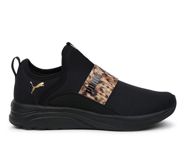 Women's Puma Softride Sophia Sneakers in Black/Gold color