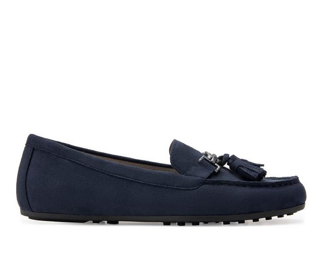 Women's Aerosoles Deanna Mocassin Loafers in Navy Faux Suede color