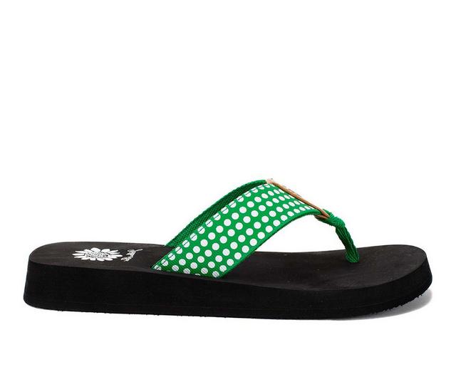 Women's Yellow Box Fromy Flip-Flops in Kelly Green color