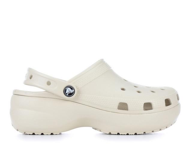 Women's Crocs Classic Platform Clogs in Bone color