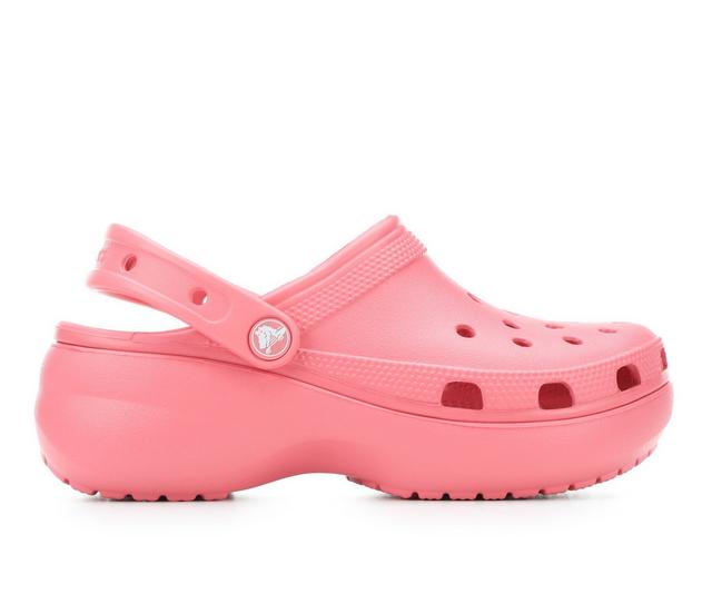 Women's Crocs Classic Platform Clogs in Hot Blush color