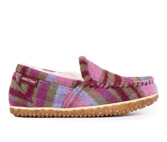 Minnetonka Women's Tempe Moc Slippers in Purple Plaid color