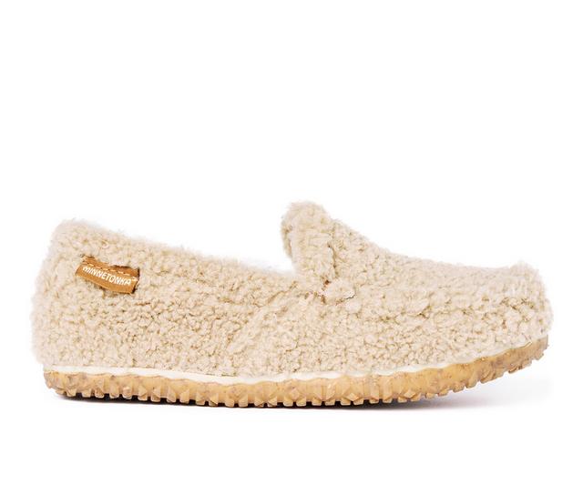Minnetonka Women's Tempe Moc Slippers in Taupe Berber color