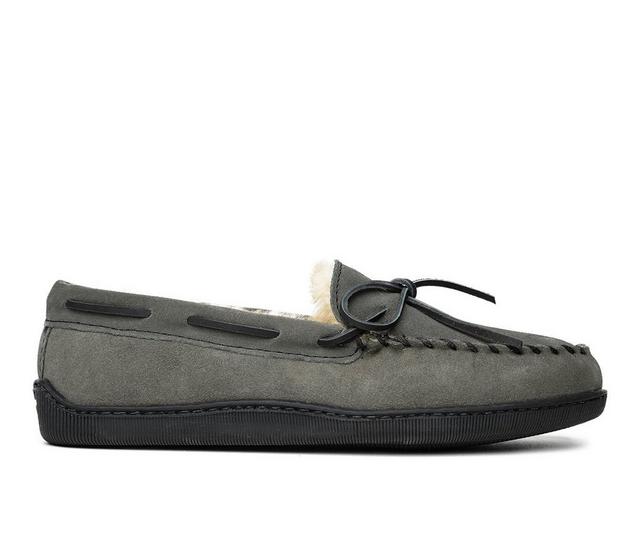 Minnetonka Men's Sheepskin Hardsole Moccasins in Grey color